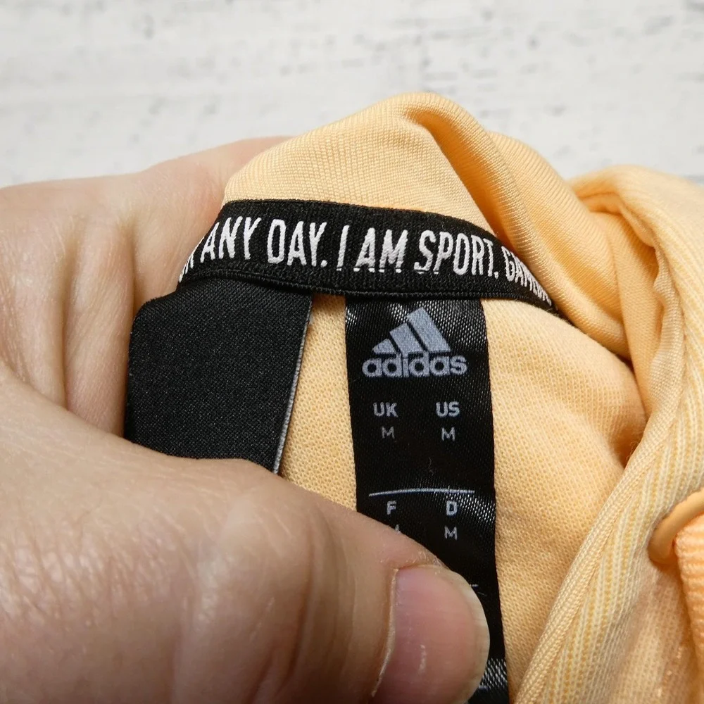 Adidas Hoodie Sweatshirt Mens Medium Yellow Peloton 3-Stripes Fleece Pullover